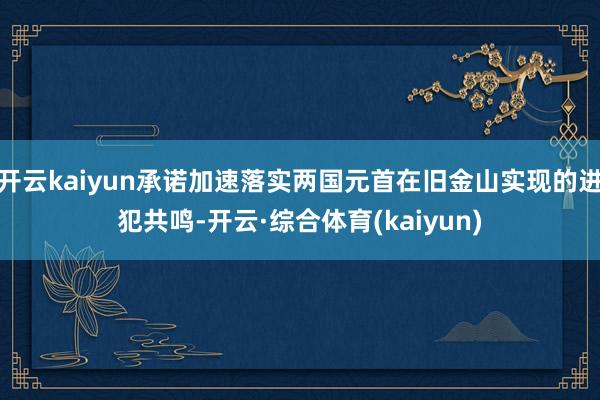开云kaiyun承诺加速落实两国元首在旧金山实现的进犯共鸣-开云·综合体育(kaiyun)