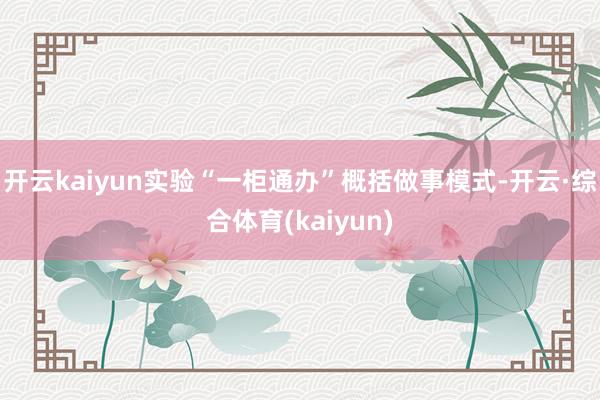 开云kaiyun实验“一柜通办”概括做事模式-开云·综合体育(kaiyun)