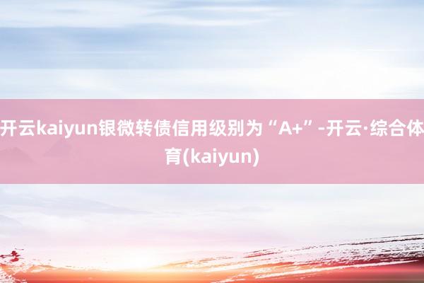 开云kaiyun银微转债信用级别为“A+”-开云·综合体育(kaiyun)