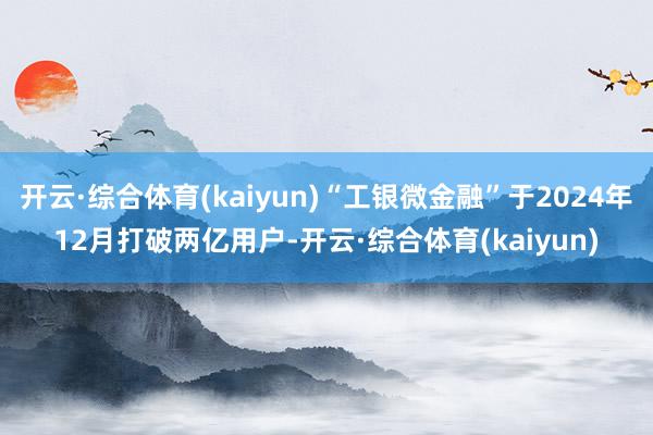 开云·综合体育(kaiyun)“工银微金融”于2024年12月打破两亿用户-开云·综合体育(kaiyun)