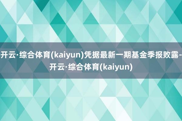开云·综合体育(kaiyun)凭据最新一期基金季报败露-开云·综合体育(kaiyun)