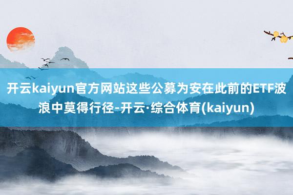 开云kaiyun官方网站这些公募为安在此前的ETF波浪中莫得行径-开云·综合体育(kaiyun)
